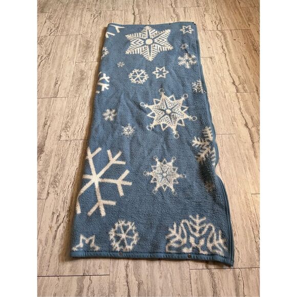 Biederlack Snowflake Blanket Blue White Vintage USA Reversible Snap Zipper 53x66